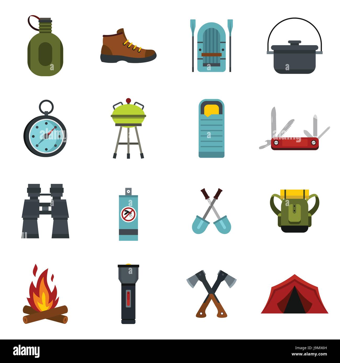 Camping equipment icons set, flat style Stock Vector Image & Art Alamy
