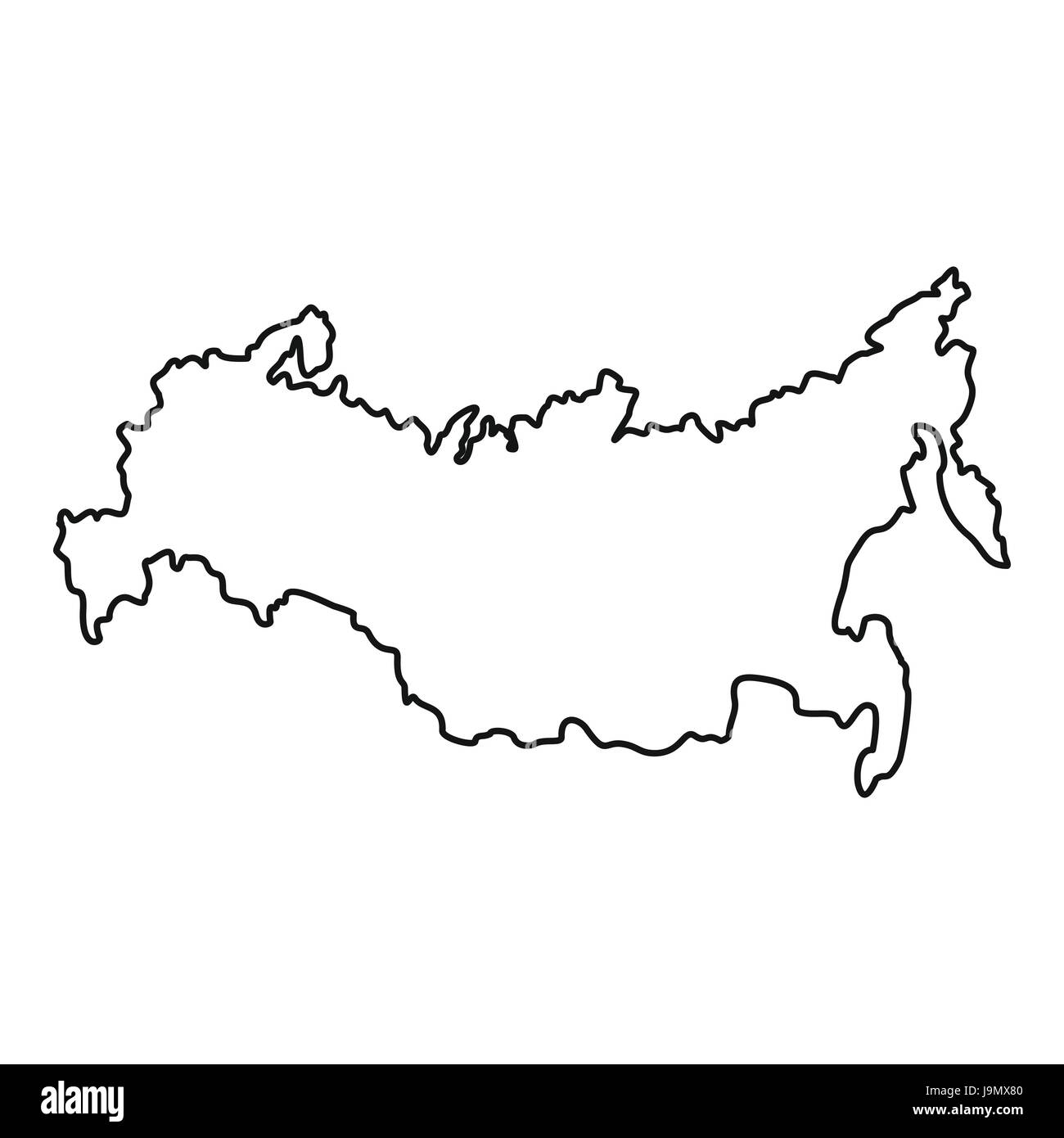 Russia map icon, outline style Stock Vector
