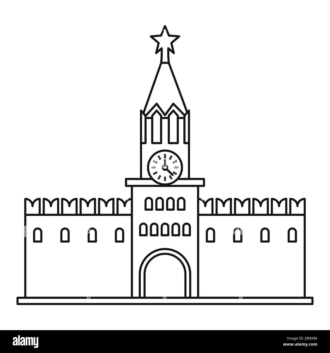 Spasskaya tower of Moscow Kremlin icon Stock Vector