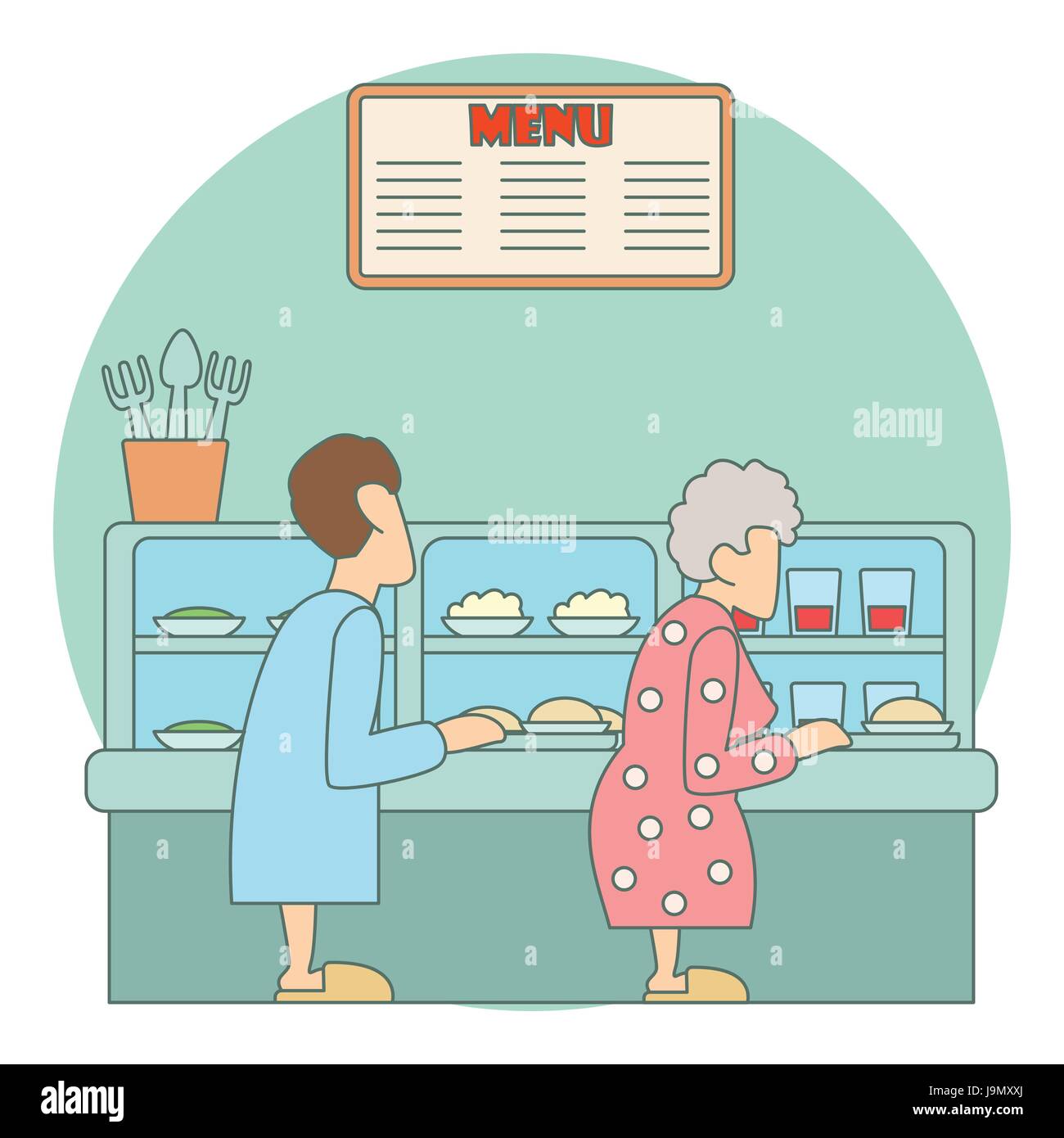 Snacks Queue Line Design Queue in canteen for food concept, flat style Stock Vector Image & Art ...