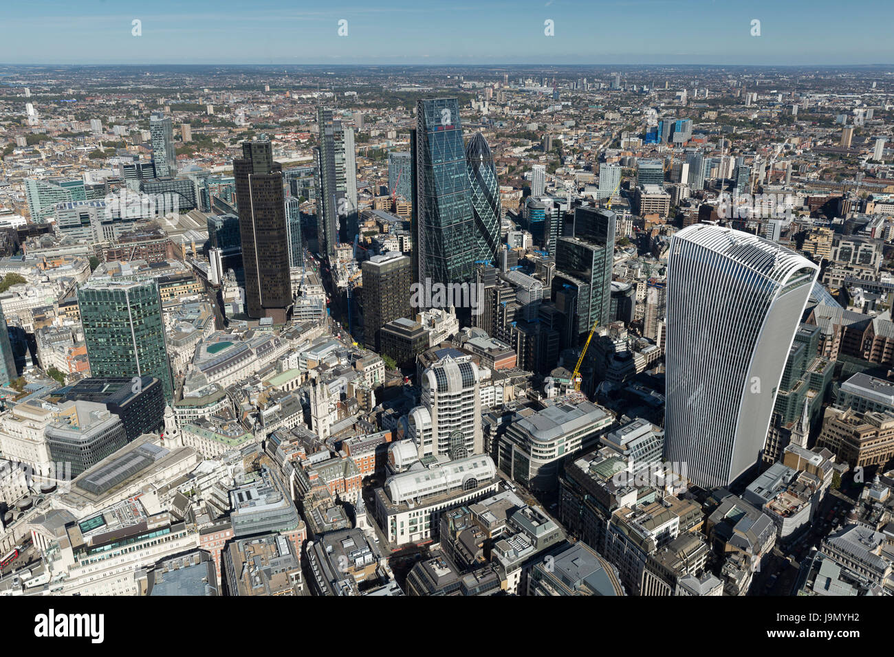 Aerial view of skyscrapers in The City of London, Bishopsgate ...