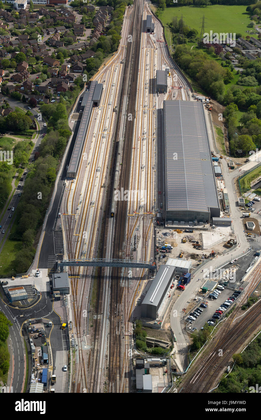 Siemens, Three Bridges Traincare Facility site, Crawley, West Sussex is over 1.4 miles in length and was built by VolkerFitzpatrick. Stock Photo