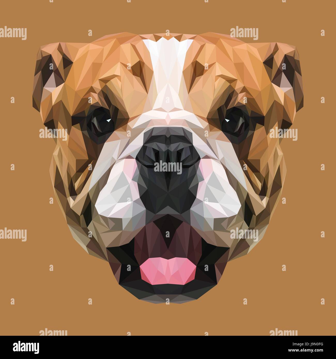 English Bulldog low poly design. Triangle vector illustration. Stock Vector