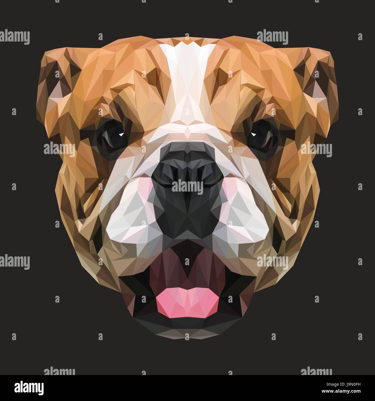 English Bulldog low poly design. Triangle vector illustration. Stock Vector