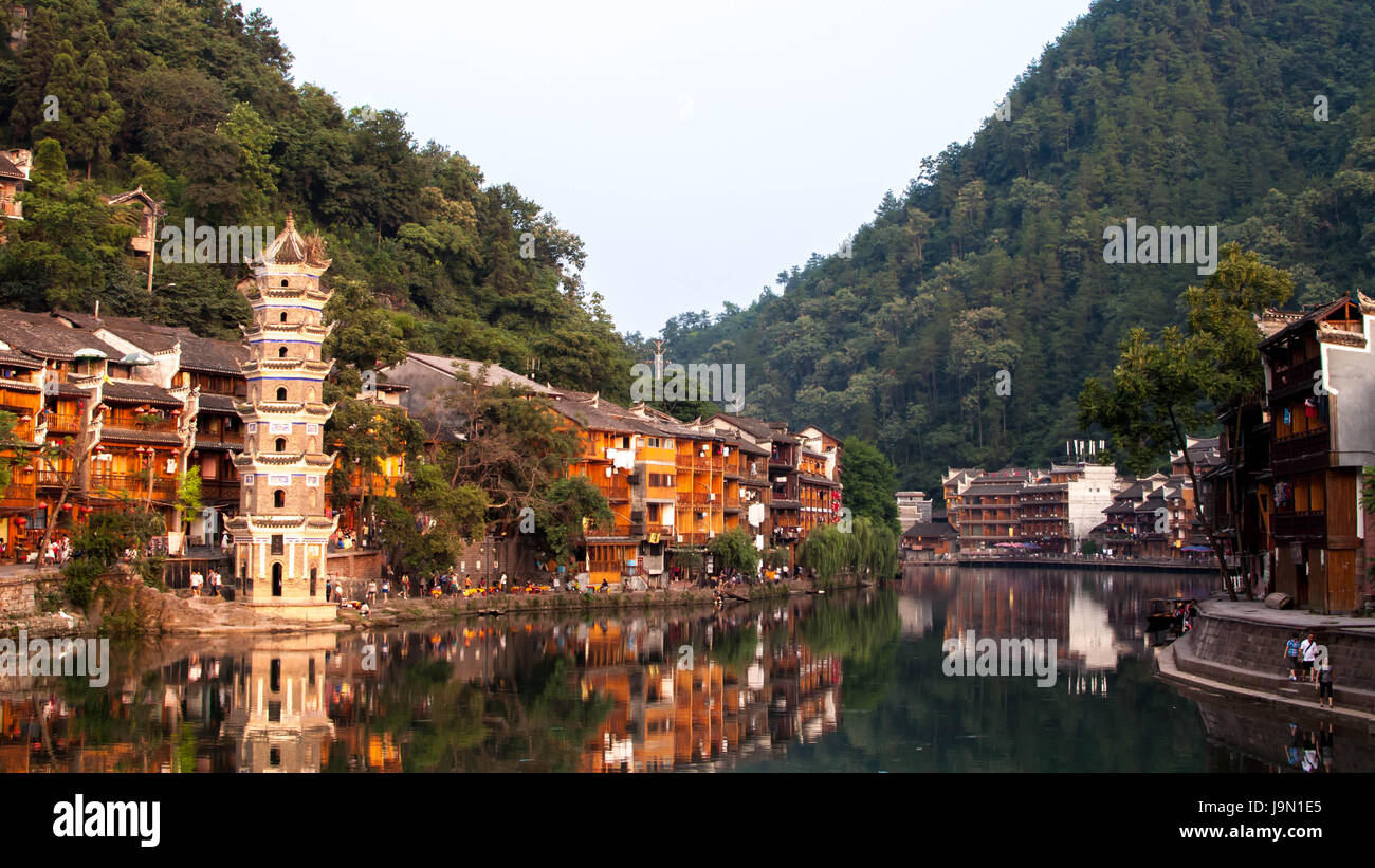 Fenghuang Golden Hour Scenic View Stock Photo