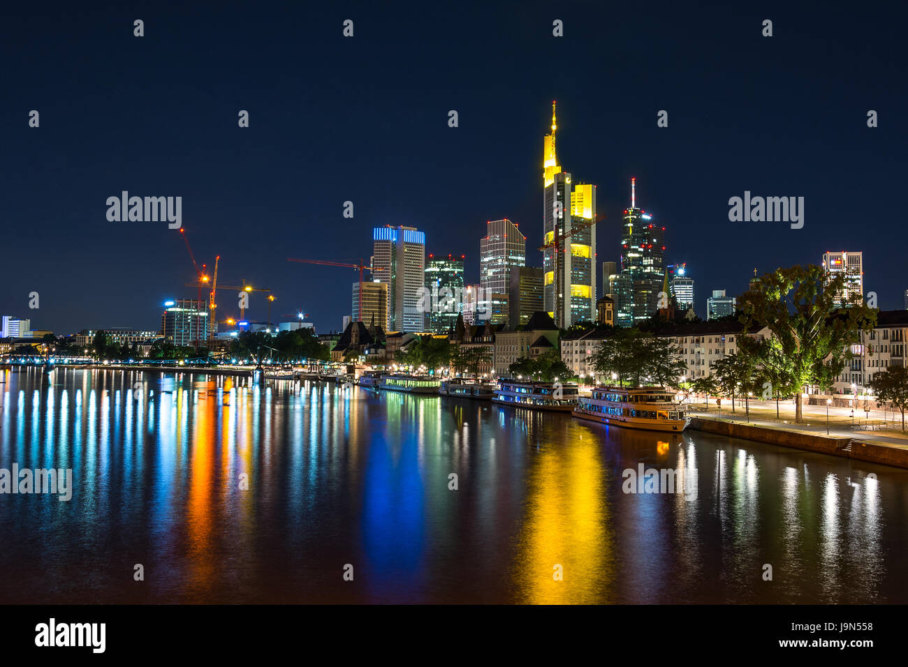 Frankfurt skyline at night Stock Photo - Alamy