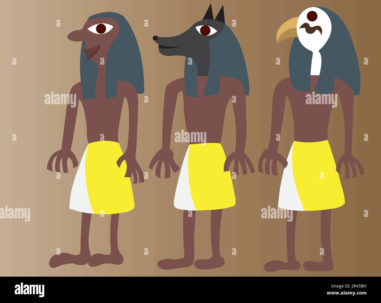 A linear representation of ancient Egyptian gods Stock Vector