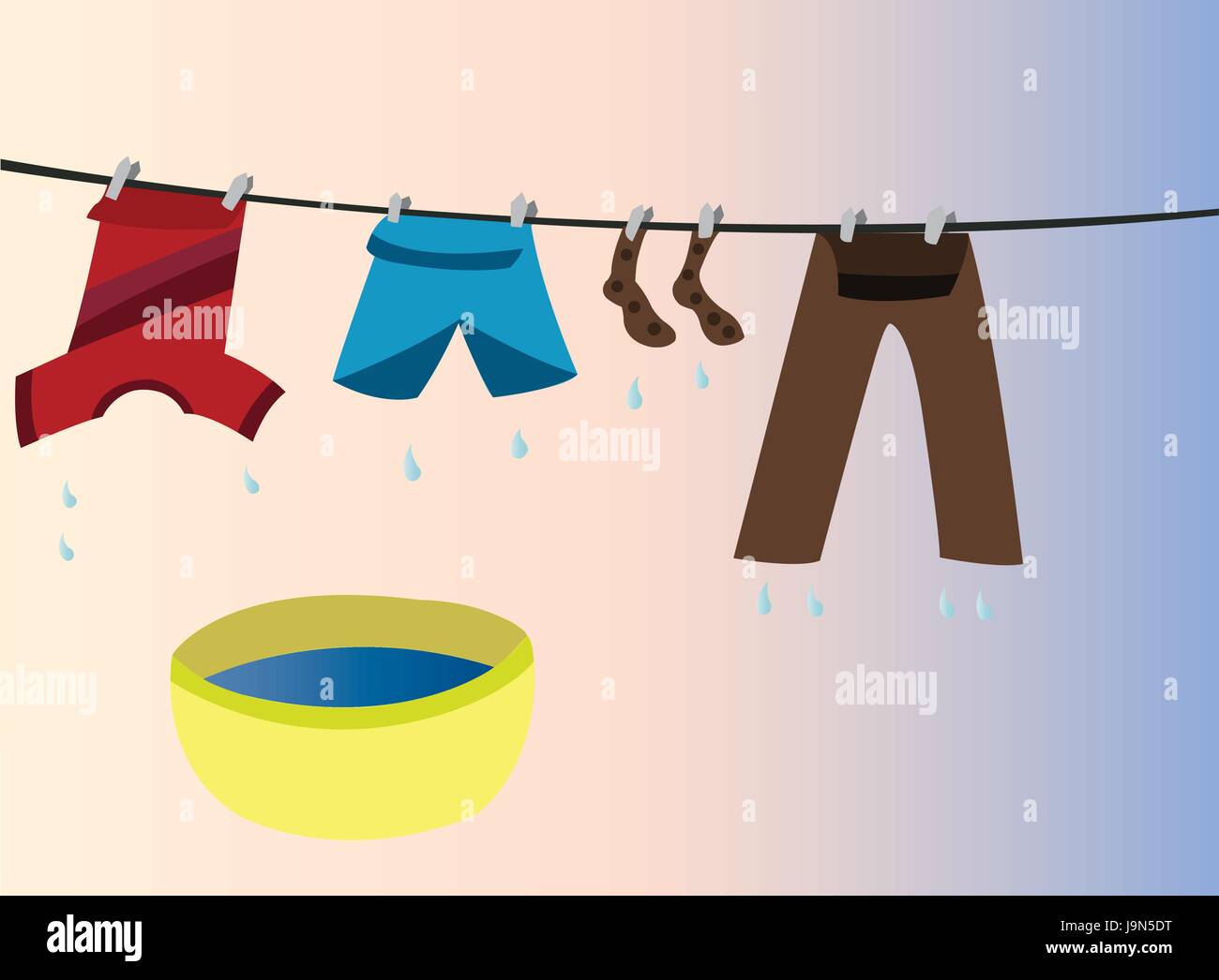 clothes hanged out in the open to dry Stock Vector