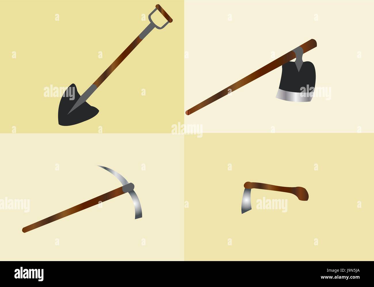 tools used for digging soils and ploughing Stock Vector