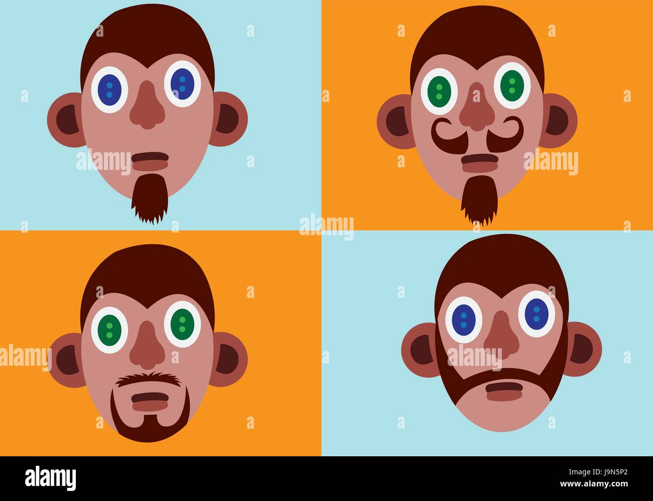 a selection of men's shaving styles Stock Vector