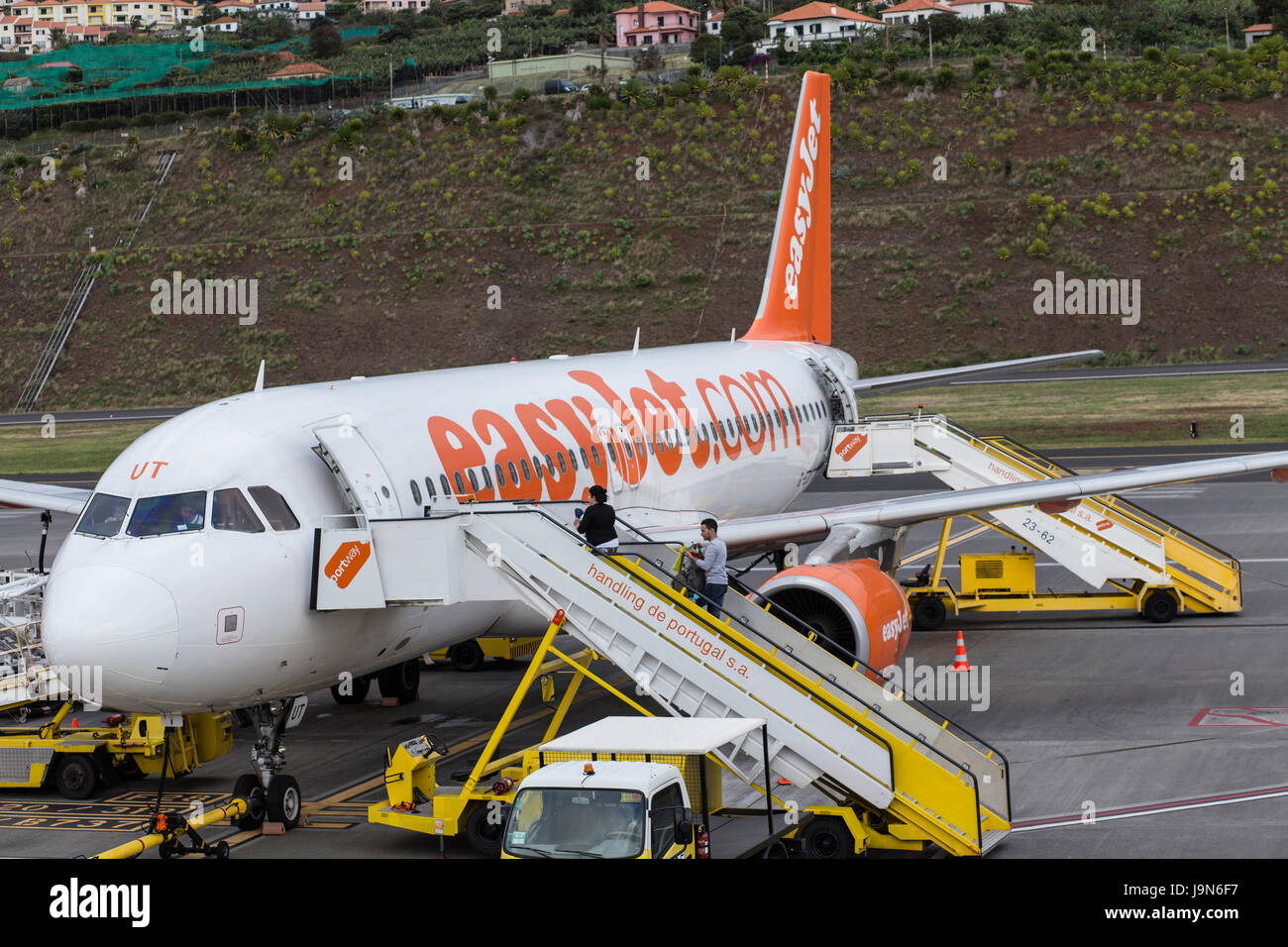 Airbus A319 - MSN 3118 at Madeira Airport, near Fuchal, recently renamed Christiano Ronaldo International Airport Stock Photo