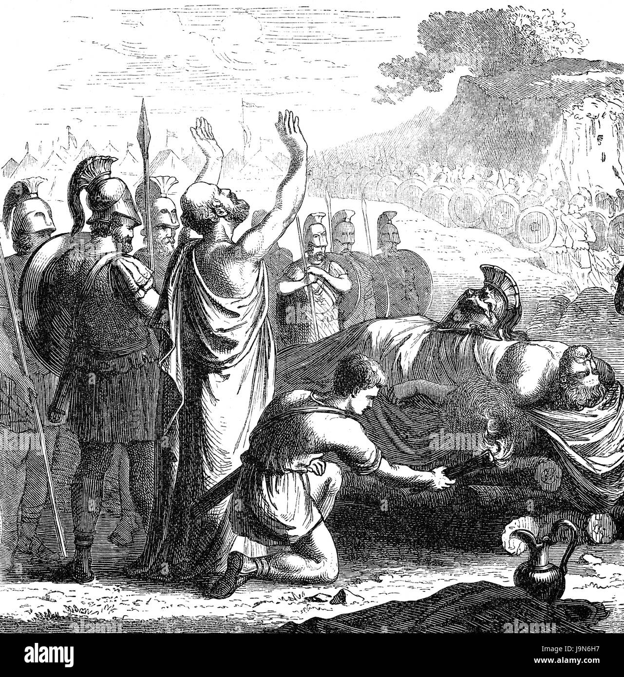 The funeral banquet after the First Battle of Coronea in 447 BC, First Peloponnesian War Stock Photo
