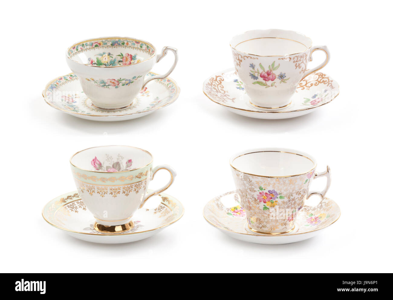 Collection of vintage tea cups Stock Photo Alamy