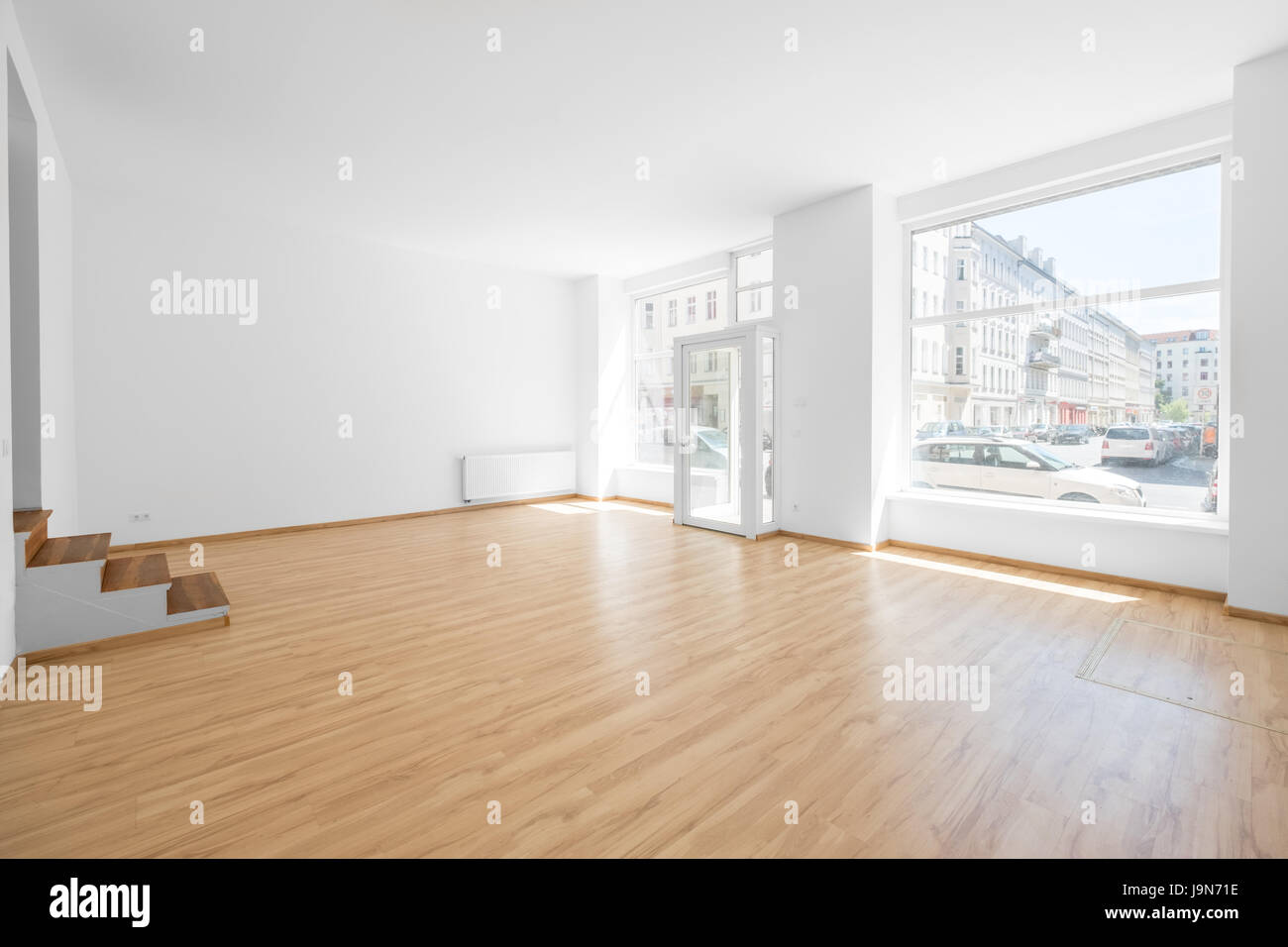 empty shop interior with shopping window Stock Photo