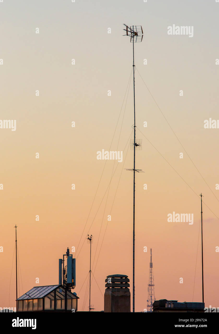 Aerials on the roof hi-res stock photography and images - Alamy