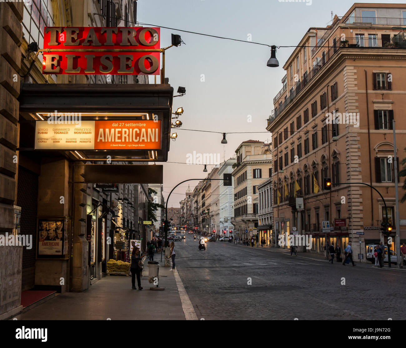 A night on Via Nazionale, Rome, Italy, Europe Stock Photo