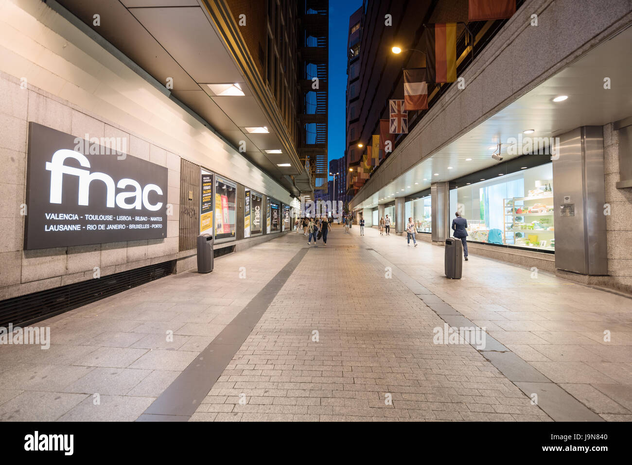 Madrid, Spain May 25, 2017People walking on famous shopping street