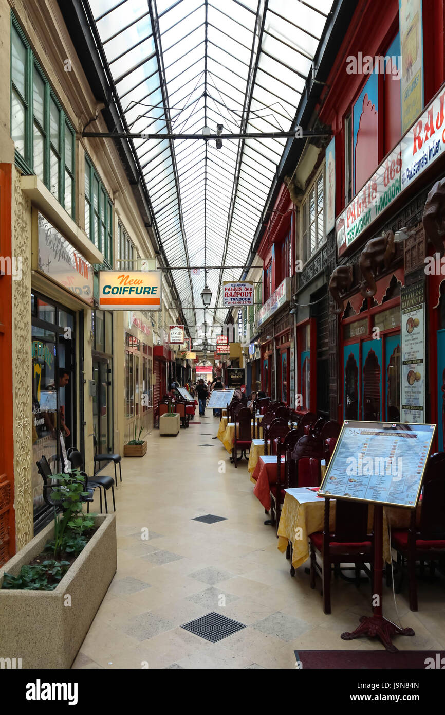 The Passage Brady is one of the famous Parisian passages , France. Stock Photo