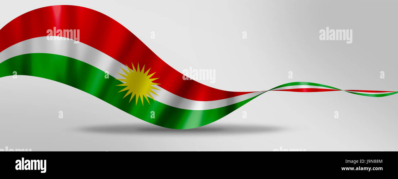 Kurdistan Flag banner waving illustrator Stock Photo