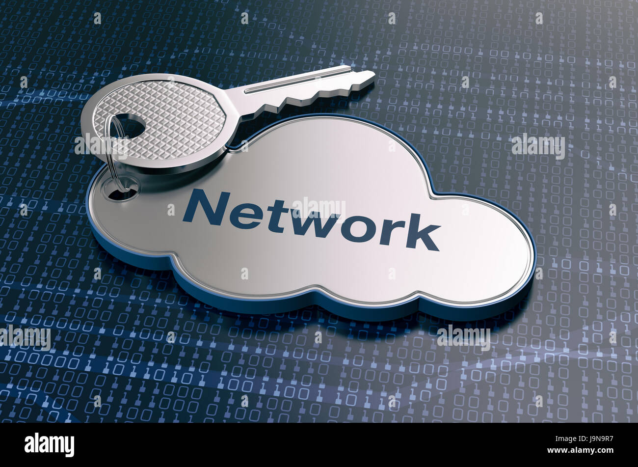 one cloud with a key and text: network, concept of computer, web ...
