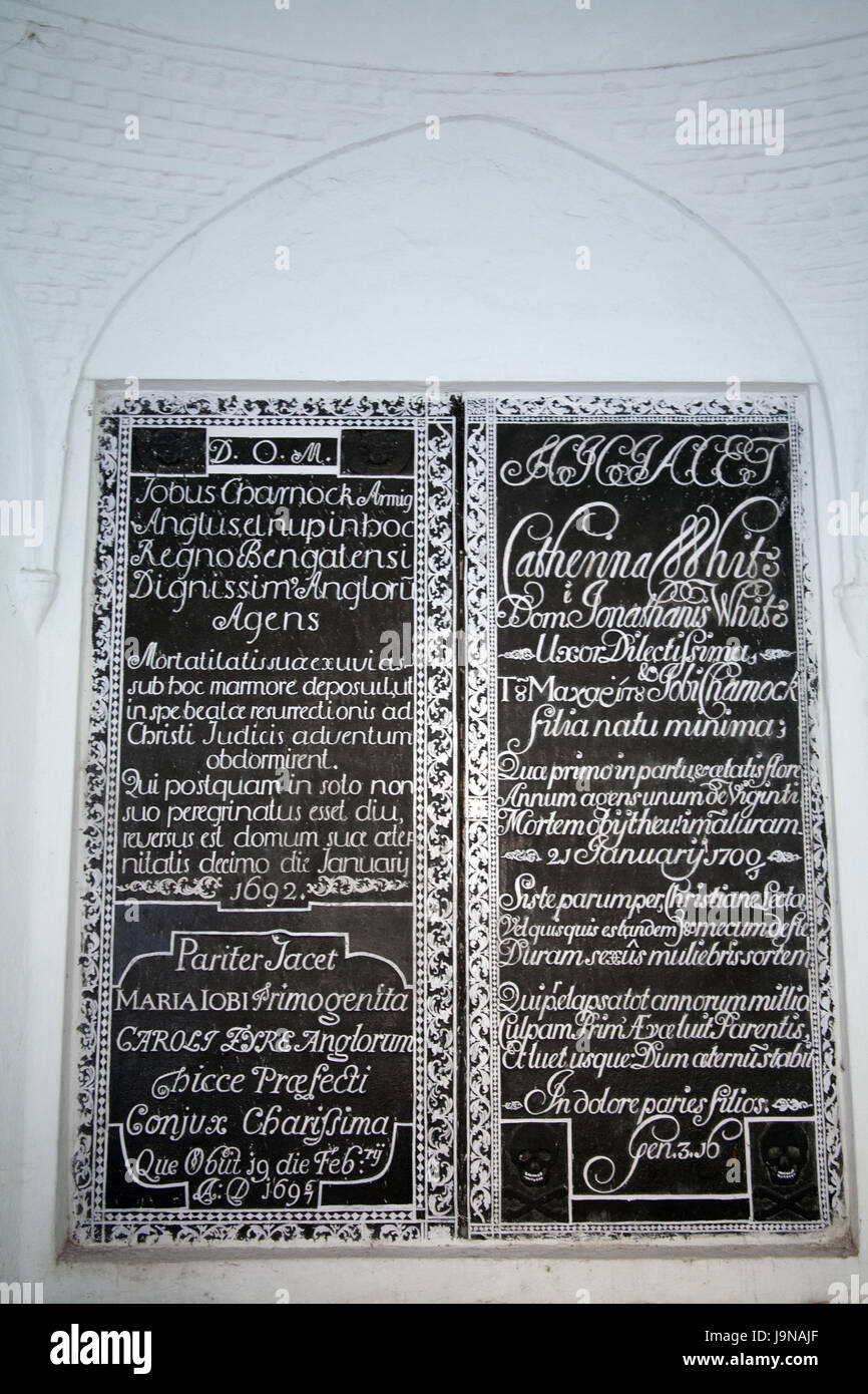 Epitaph To Job Charnock And His Wife, Founder Of Calcutta - Kolkata ...