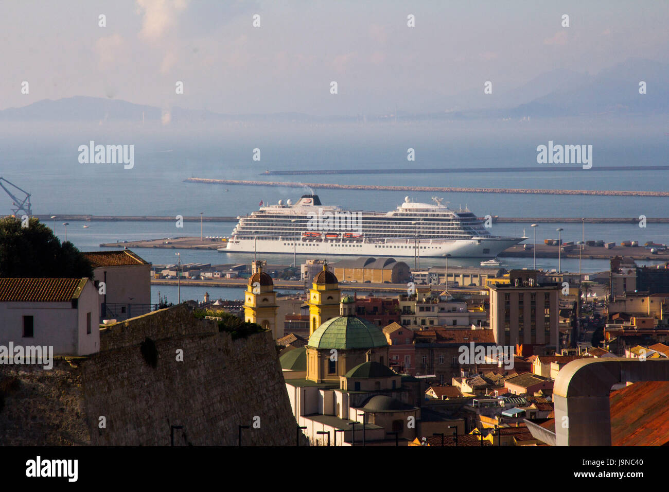 Cruise ship Viking Sea at Cagliari, Sardinia. Stock Photo