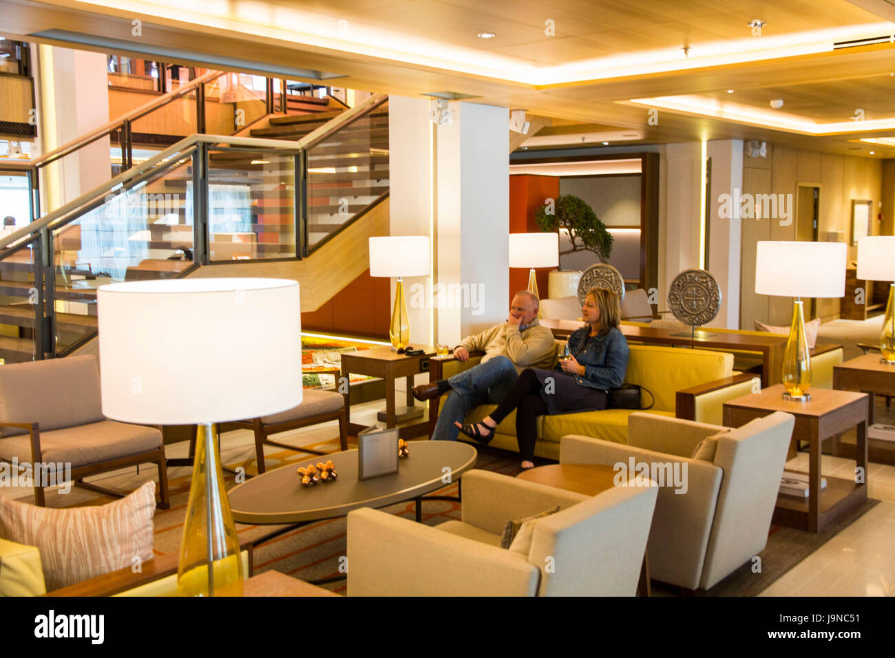 Just like at home, the Viking Living Room is a great place for guests to gather onboard Viking Sea. Stock Photo