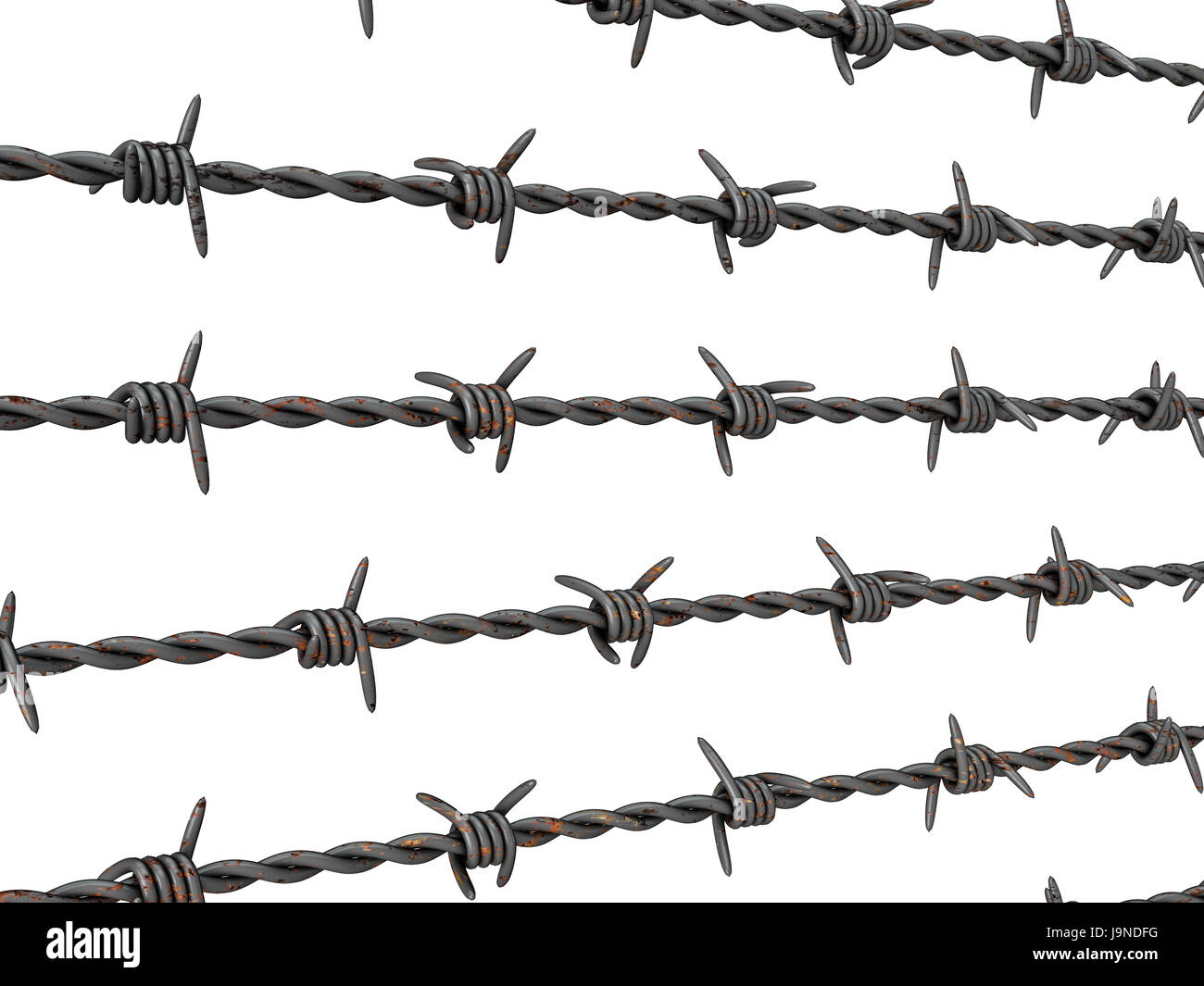 Barbed wire on a white background. 3D illustration Stock Photo - Alamy