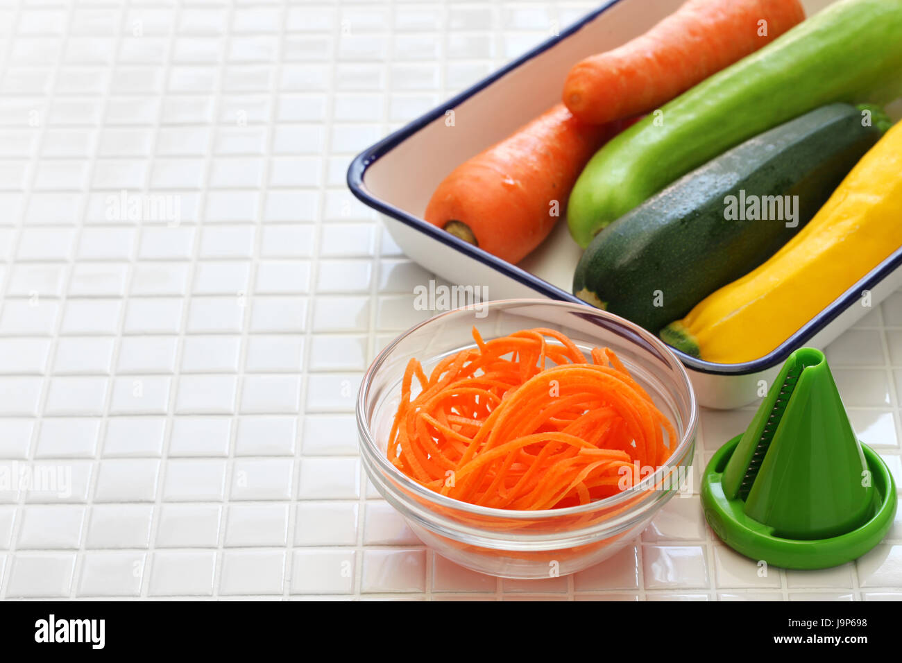 ingredients of vegetable noodles, vegetarian cooking Stock Photo