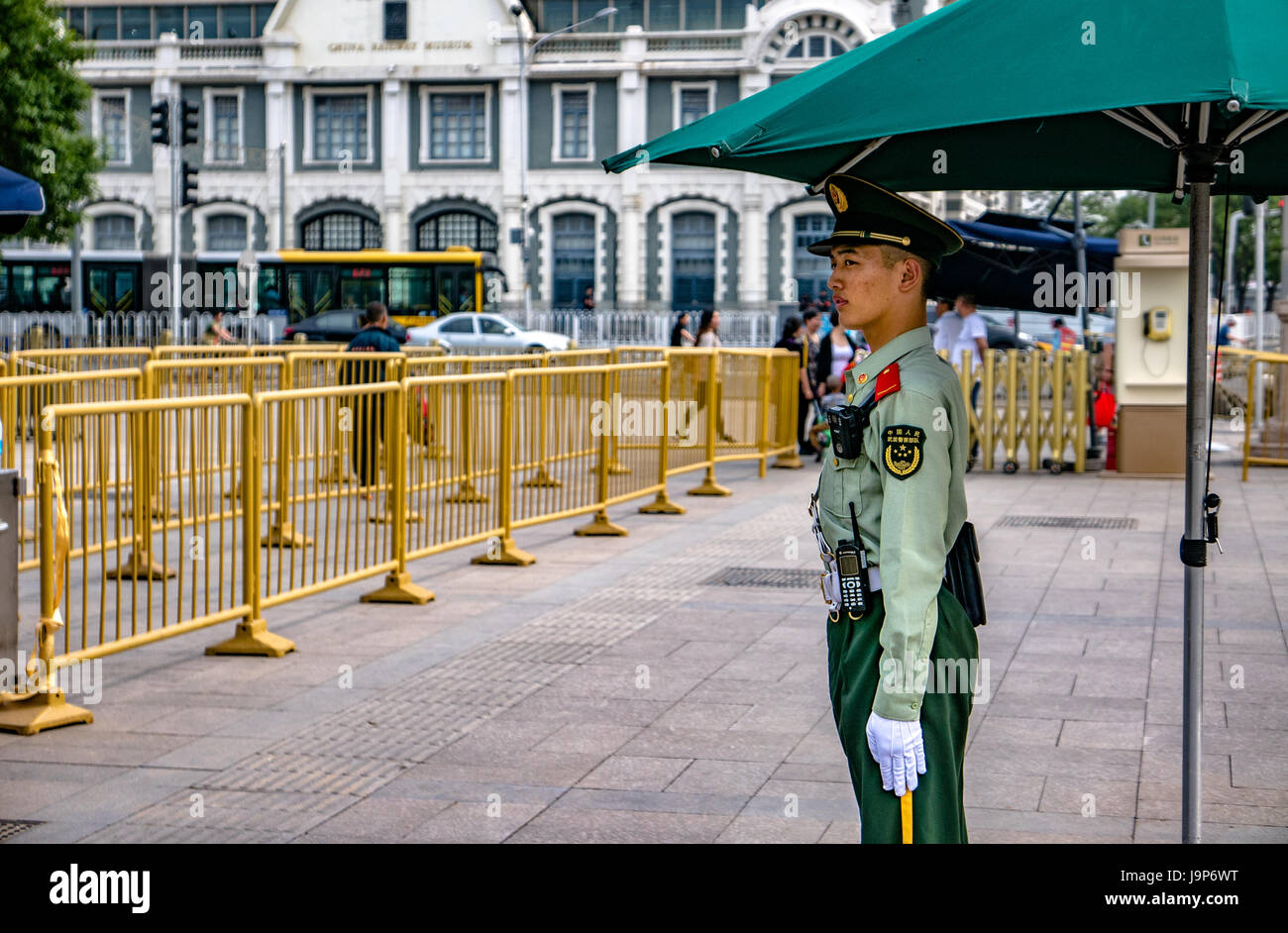 A Chinese guard in Beijing Stock Photo