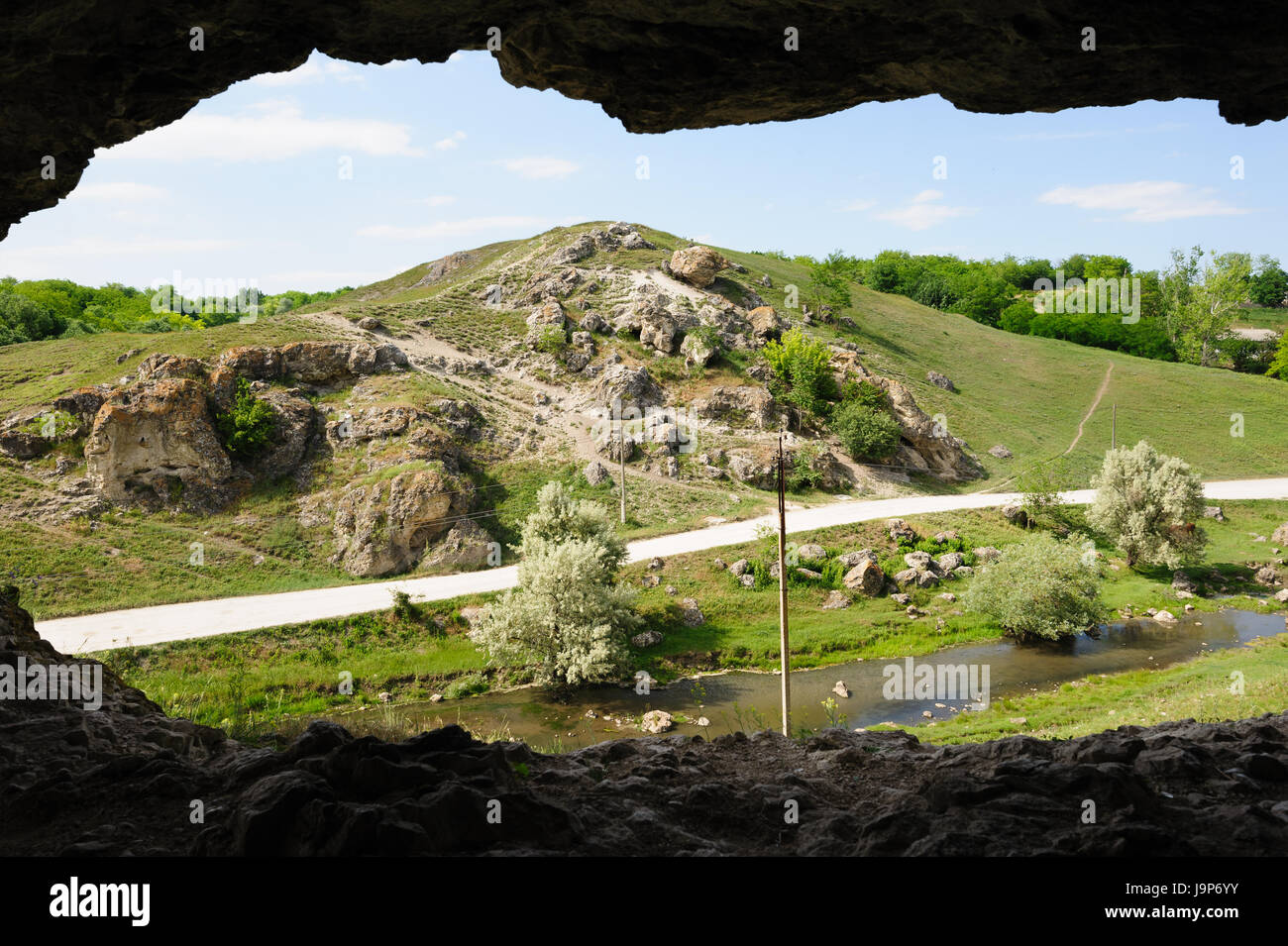 Cave in toltre near the Butesti village, Moldova Stock Photo