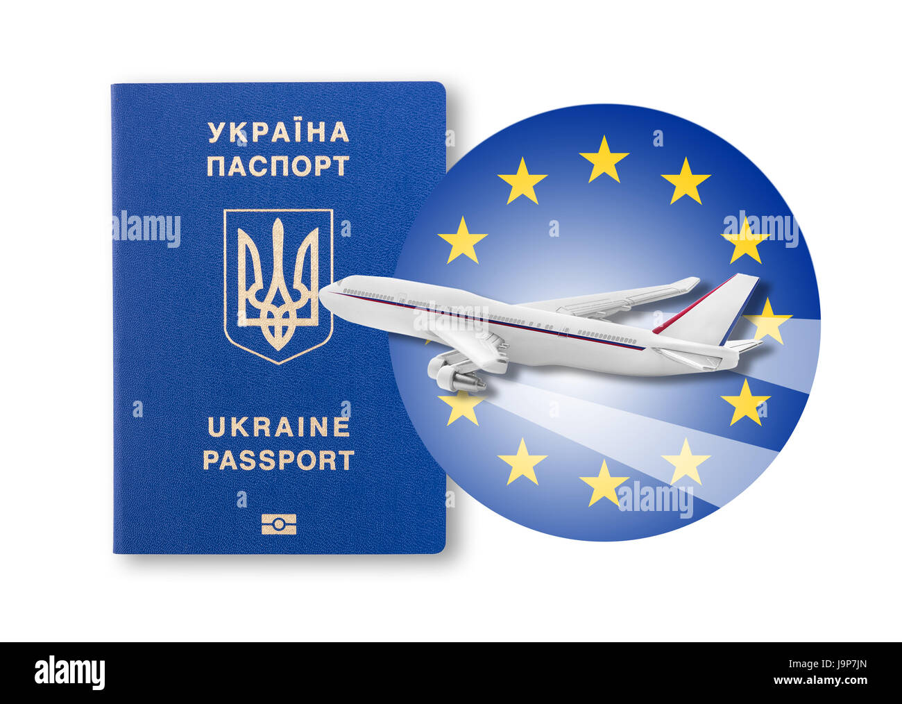 Visa-free regime between Ukraine and the European Union - concept. Stock Photo
