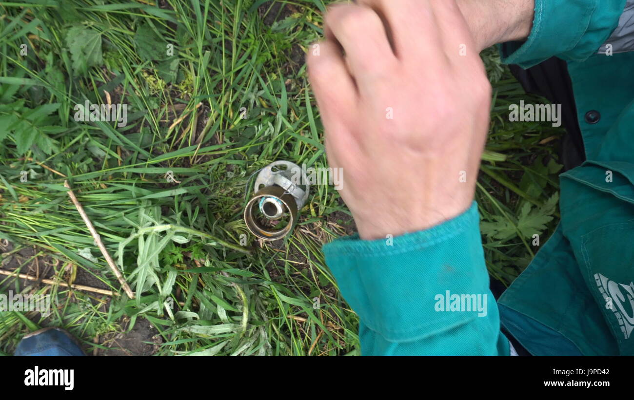 Fisherman Repairs Fishing Lines Stock Photo Alamy