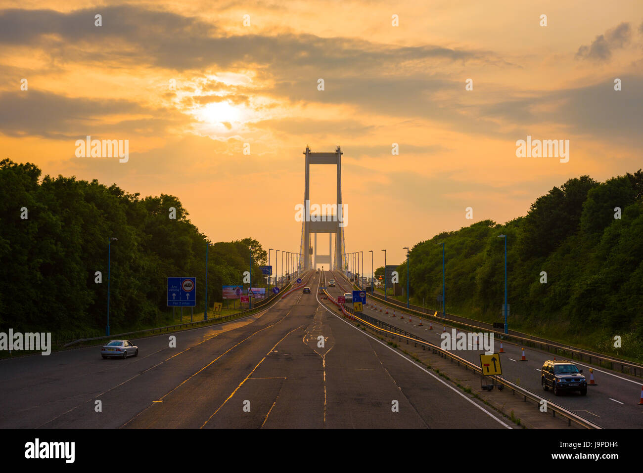 The Severn Bridge carrying the M48 motorway over the Severn Estuary to