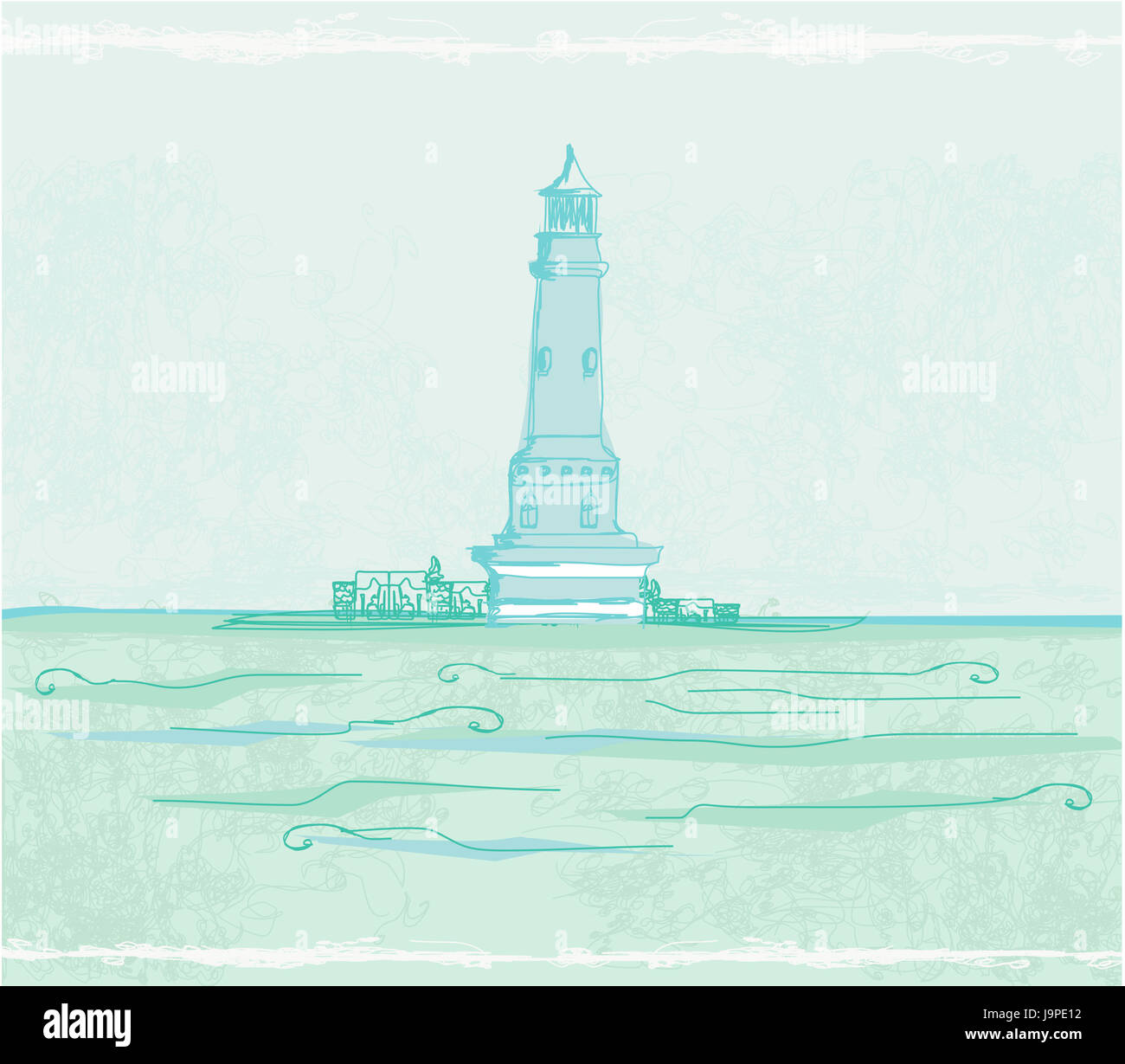 tower, navigation, poster, nautical, landscape, scenery, countryside
