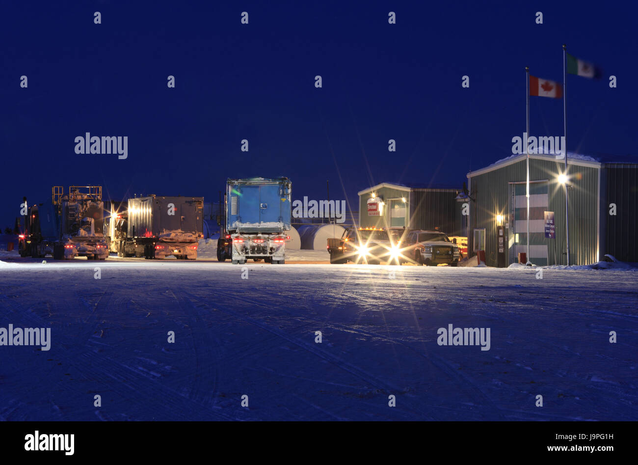 North America,Canada,Yukon territory,Dempster highway,Eagle Plains,truck stop,evening,winter, Stock Photo