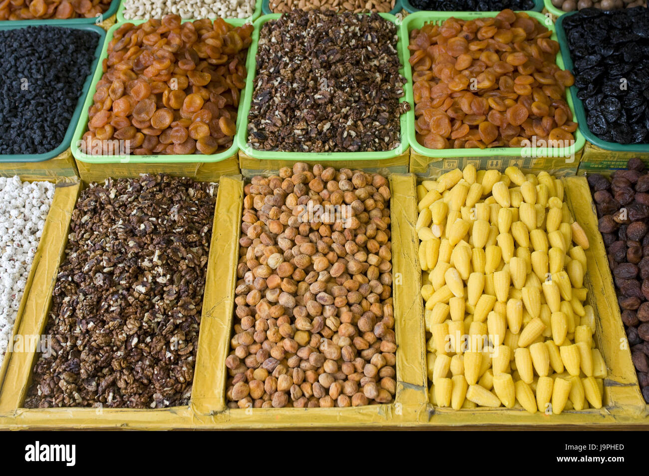 Coloured variety in fruits,market stall,Alma Ata,Kazakhstan Stock Photo