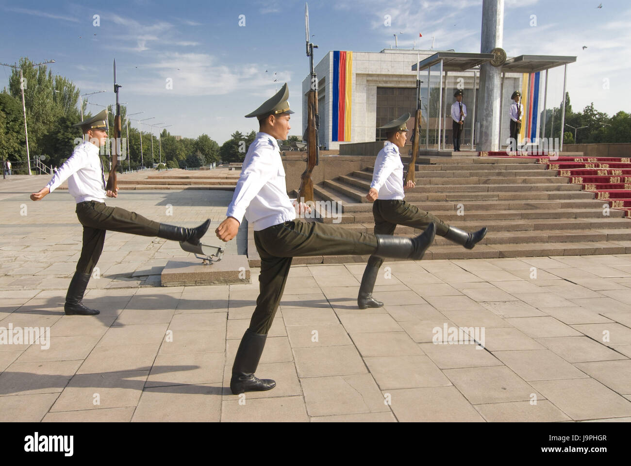 Soldiers in the Ala-Too square,Bishkek,Kirghizistan, Stock Photo