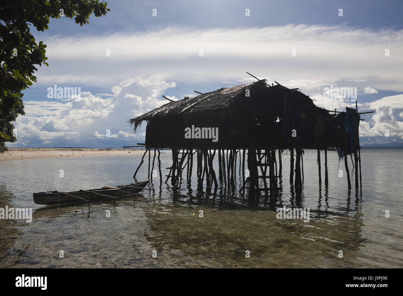 Stilt house on island near Sorong,Raja Ampat,west Papua,Indonesia Stock