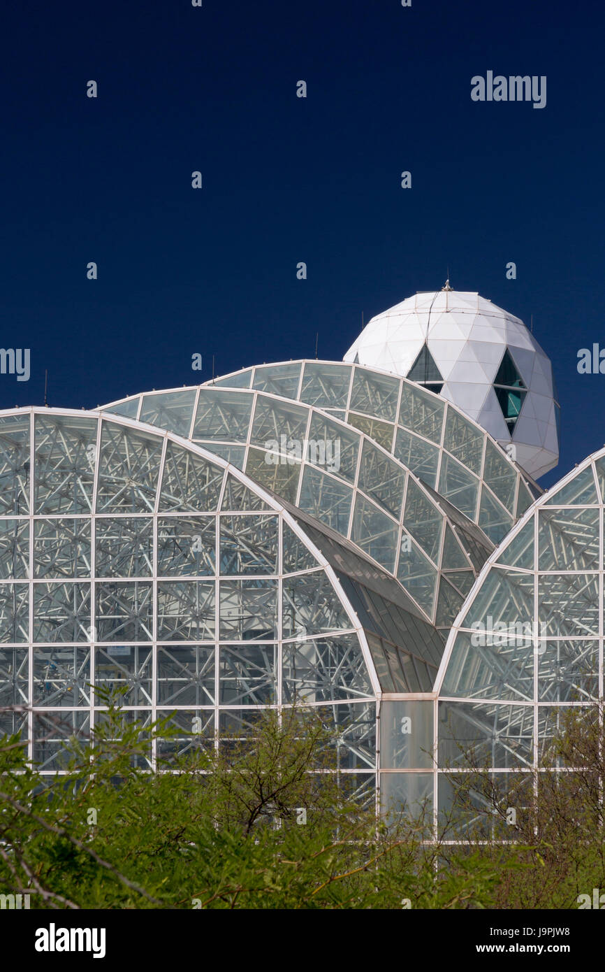 Oracle, Arizona - Biosphere 2. People lived in the sealed Biosphere2 for as long as two years in the early 90s as an experiment in developing self-con Stock Photo