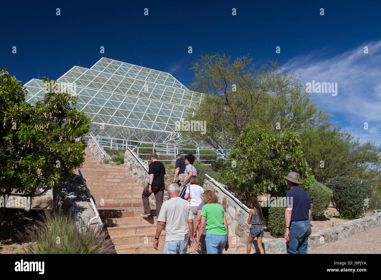 Oracle, Arizona Visitors tour Biosphere 2. People lived in the sealed