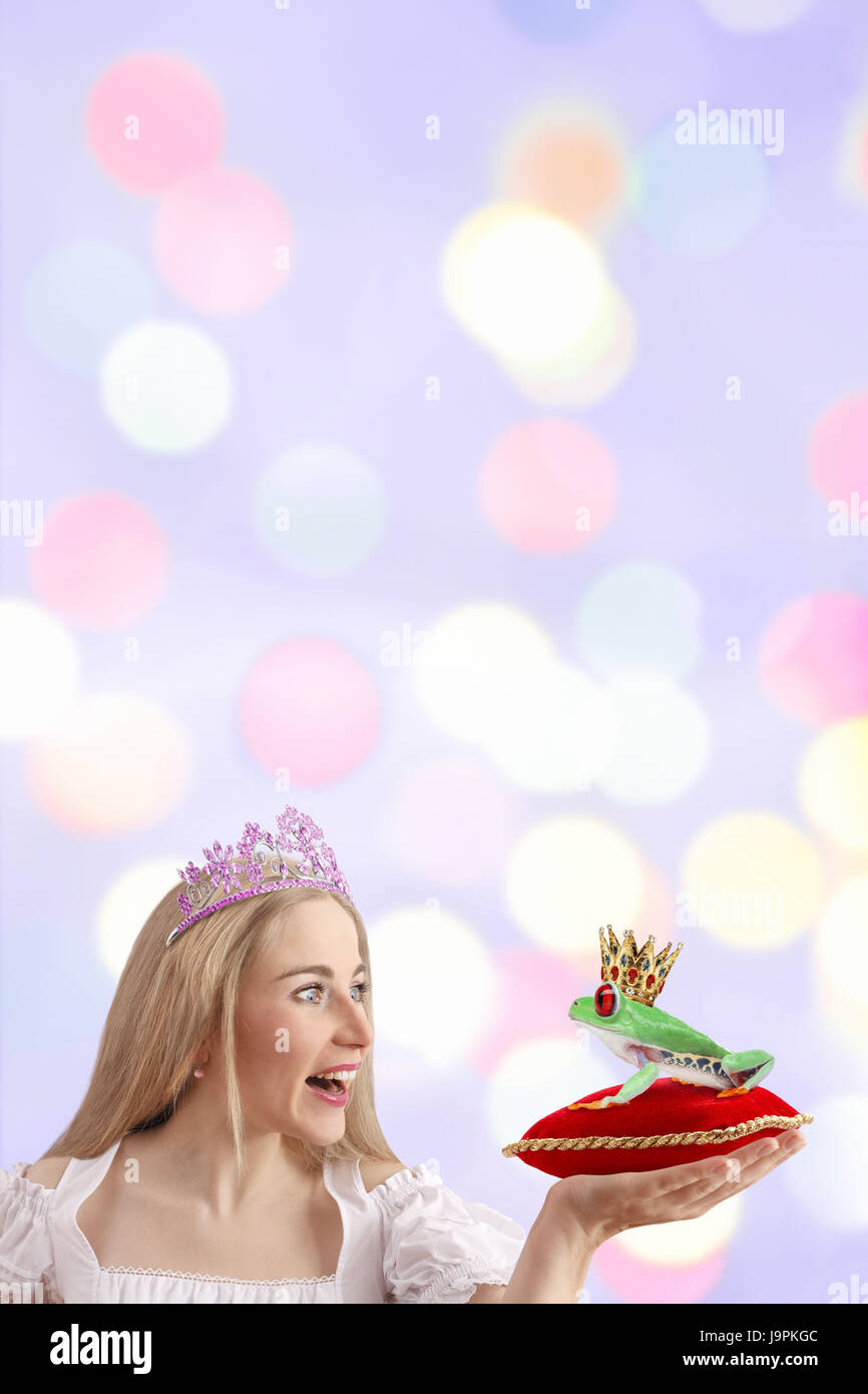 Woman,laughter,frog prince, Stock Photo