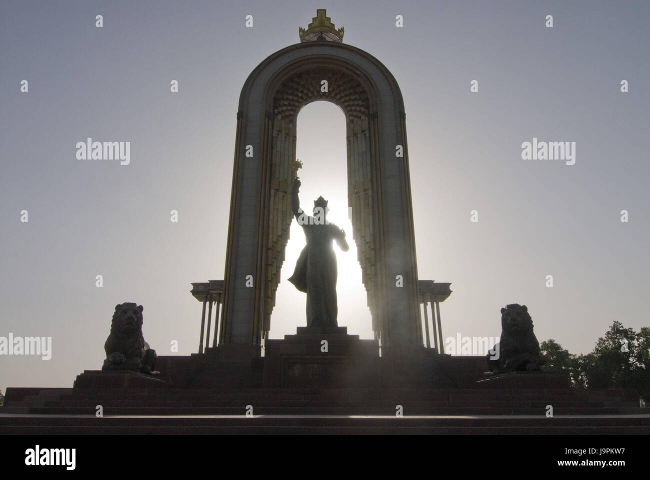 Statue of Ismail Samani,Ismoili Somoni,as a memory,Duschanbe,Tajikistan ...
