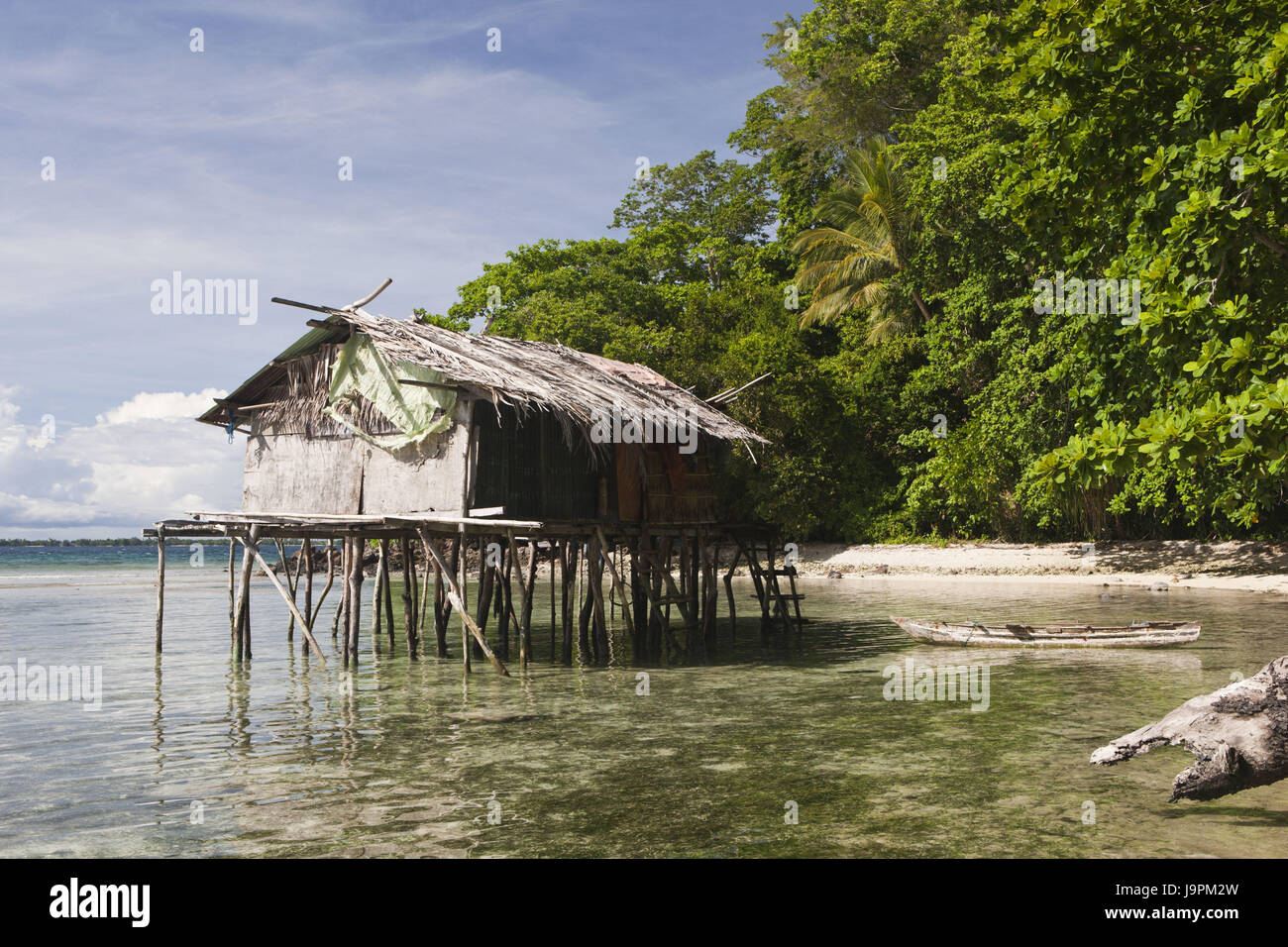 Stilt house on island near Sorong,Raja Ampat,west Papua,Indonesia Stock