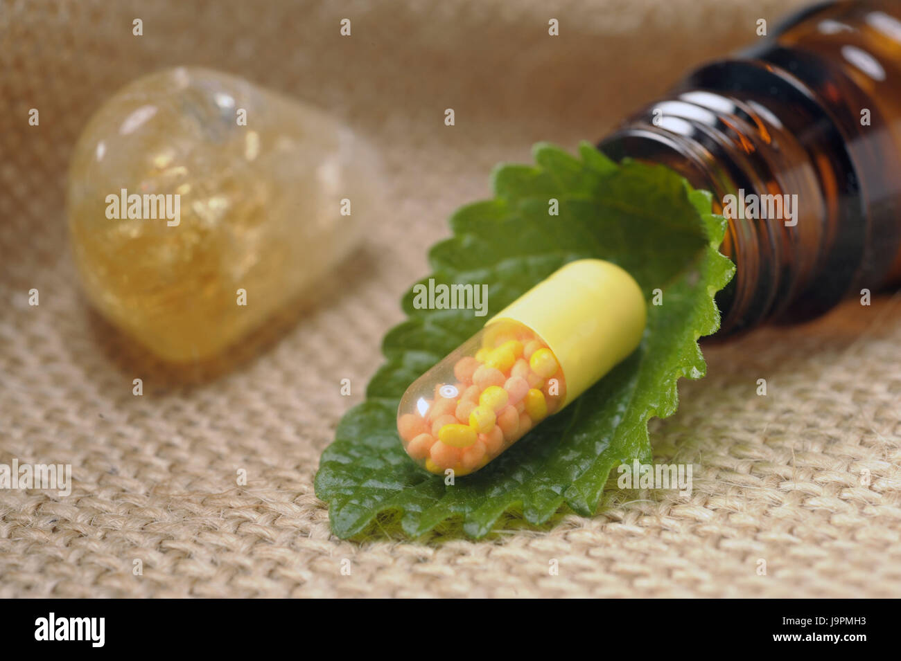 Nature medicine,homoeopathy,capsule,vegetable active ingredients, Stock Photo