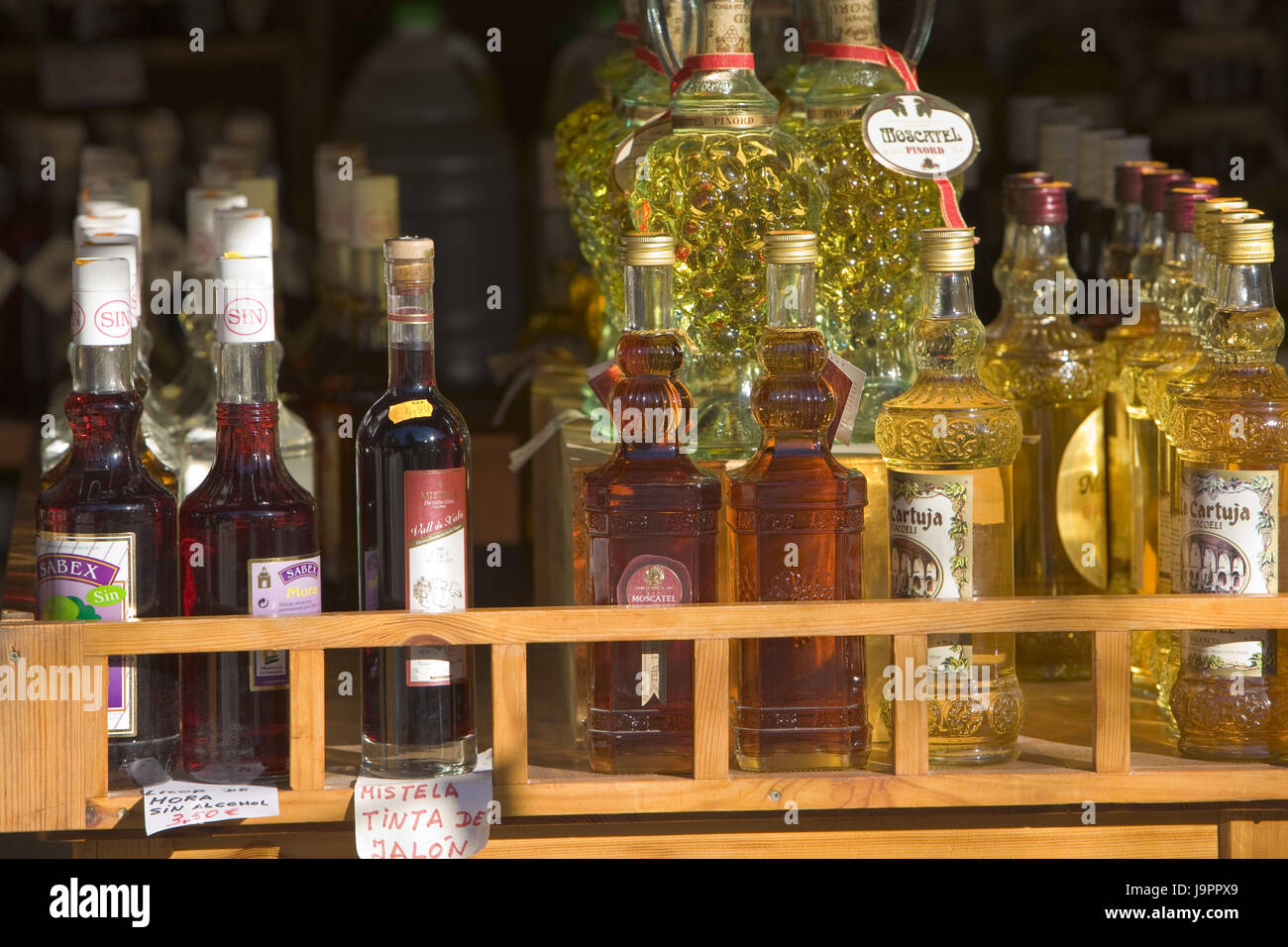 Business,drinks,glass flasks,sales,medium close-up, Stock Photo