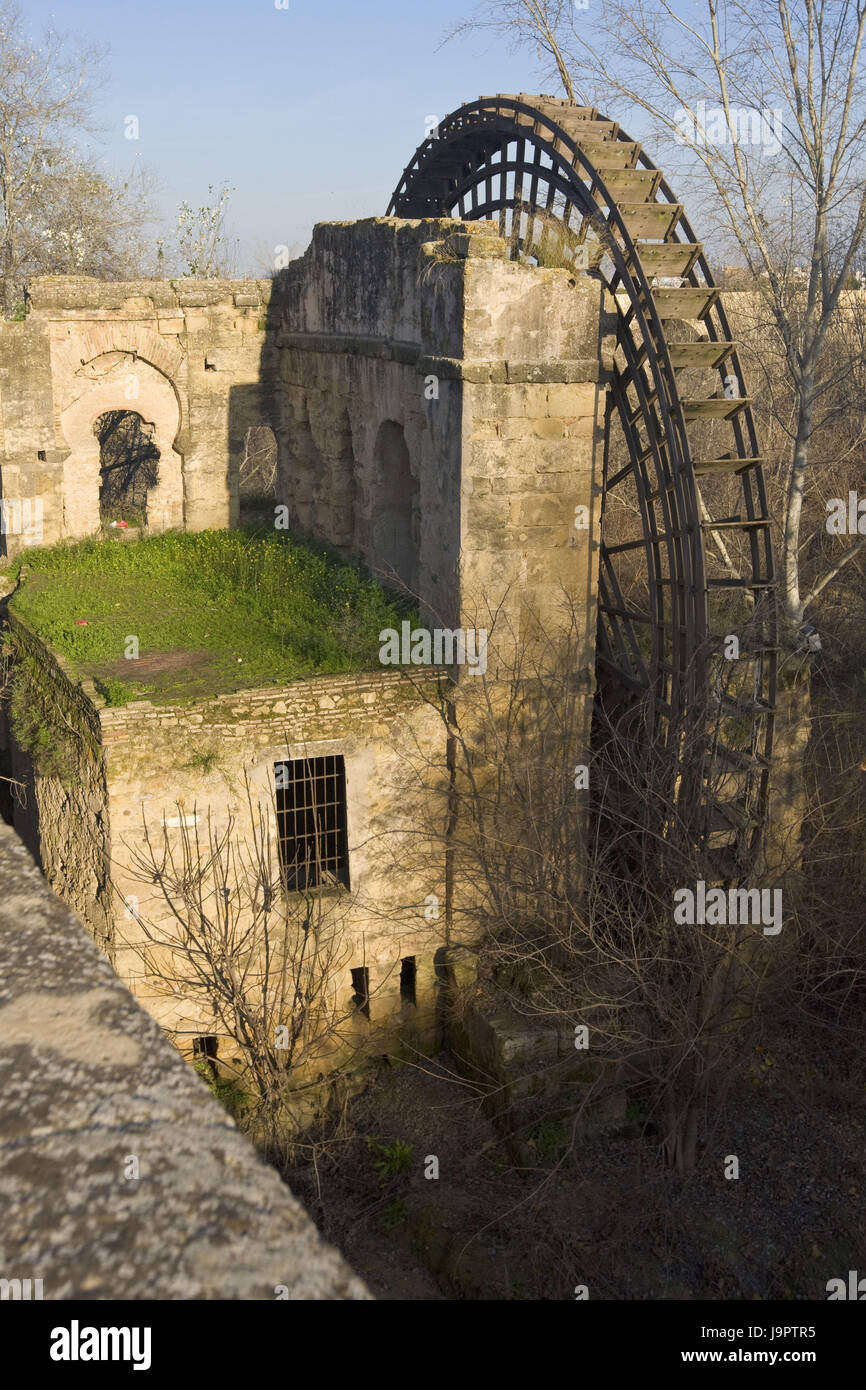 Spain,Andalusia,Cordoba,Molino de la Albolafia,mill,Mühlrad,nature, Stock Photo