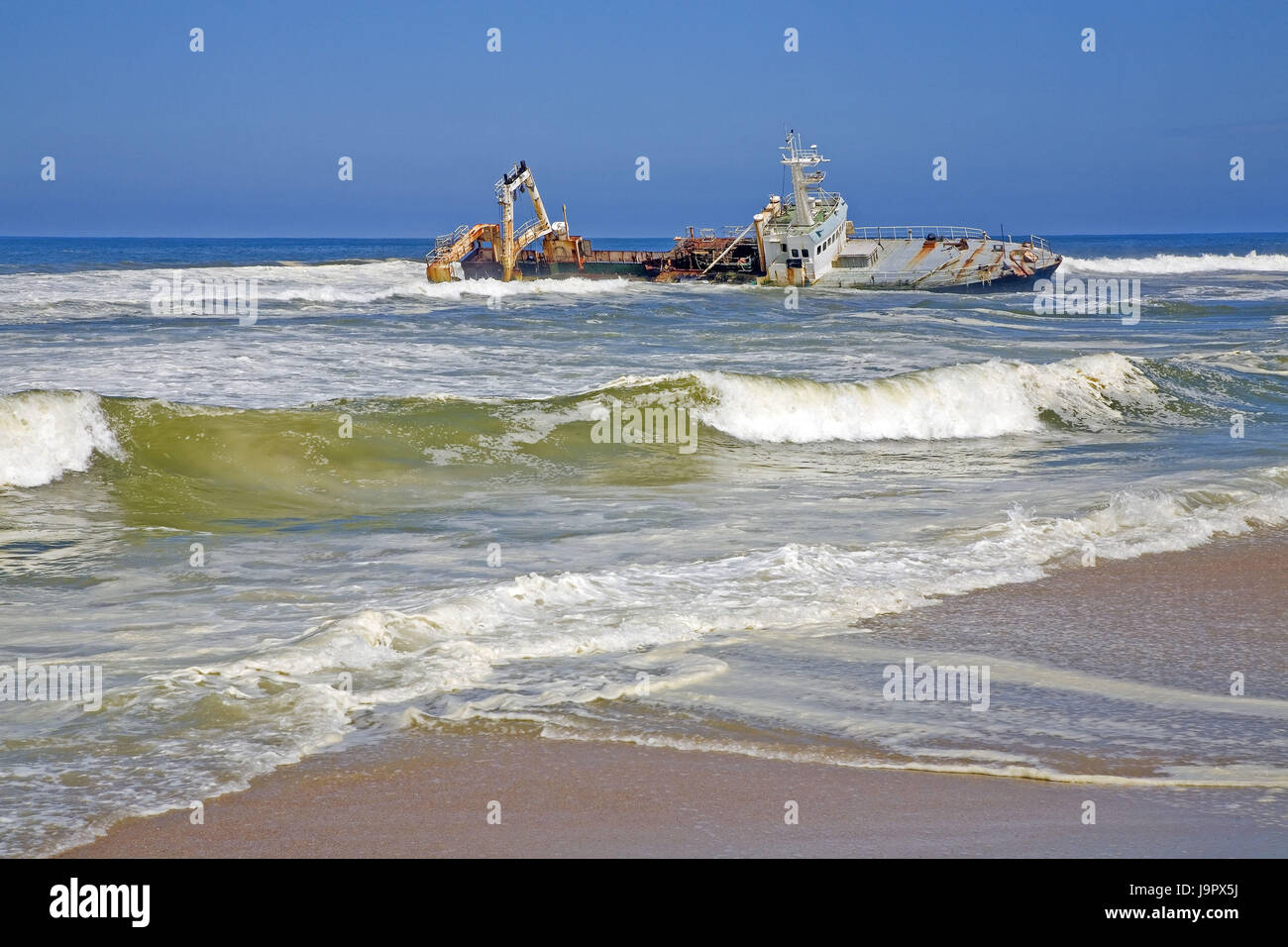 South-West Africa,Namibia,coast,close Hentiesbaai,to the south,surf,ship wreck,stranded, Stock Photo