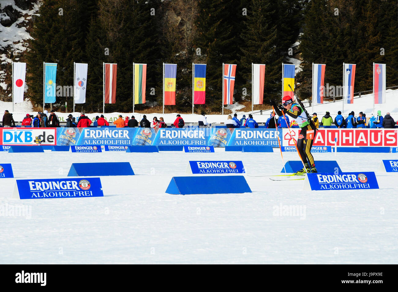 Biathlon,event,Magdalena Neuner,penal lap,spectator, Stock Photo