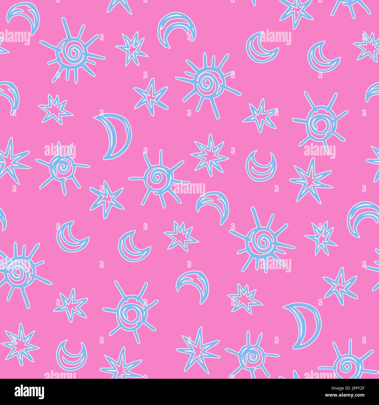Seamless pink celestial pattern Stock Photo